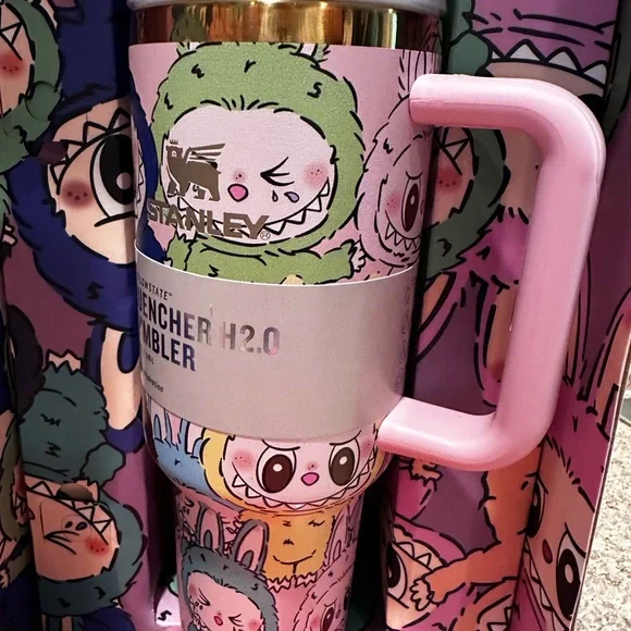 Stanley Quencher H2.0 Tumbler  Labubu with Pink and Cream Design - Picture 3 of 11